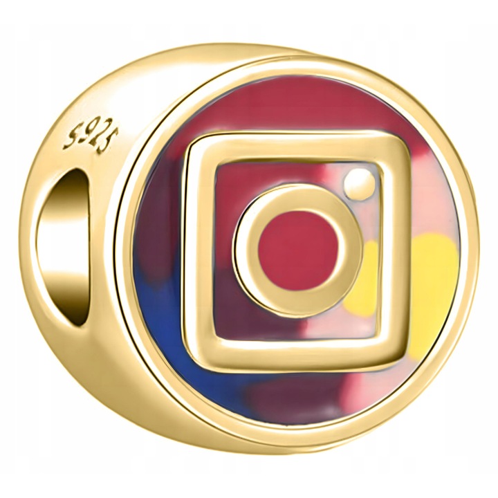 Talisman Pandantiv, Larezo, Model Aparat Foto, Fabricat Didwqf Argint 925 Cadou Pasionati Fotografie, Auriu, 1.1 cm