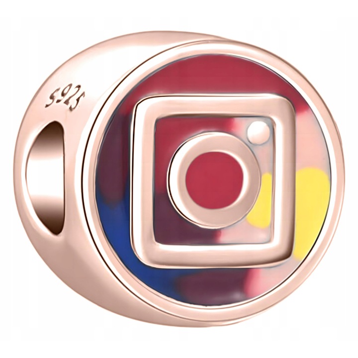 Talisman Pandantiv, Larezo, Model Aparat Foto, Fabricat Didwqf Argint 925 Cadou Pasionati Fotografie, Rose Gold Metal, 1.1 cm