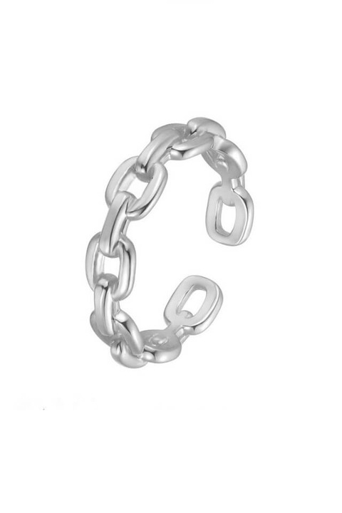 Inel Femei Din Argint 925 Chain Placat Cu Platina, ANIRI, Design Cu Zale Impletite Ultra Finut, Masura Reglabila, Latime 0, 2 cm, Textura Lucioasa, Bijuterie Eleganta Si Versatila, Cutie Radio, A263