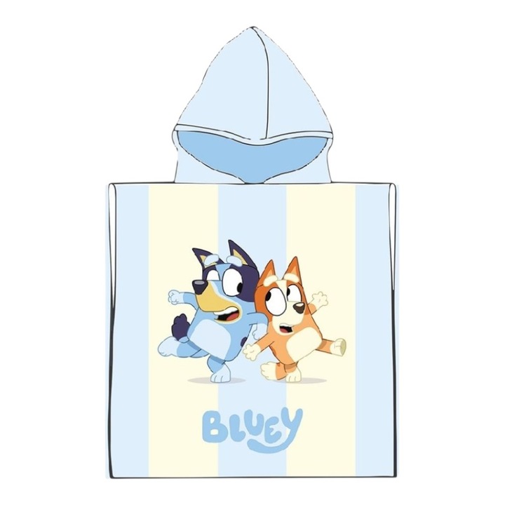 Детска кърпа за баня, тип пончо, 100% памук, многоцветна, 55x110 см, синя