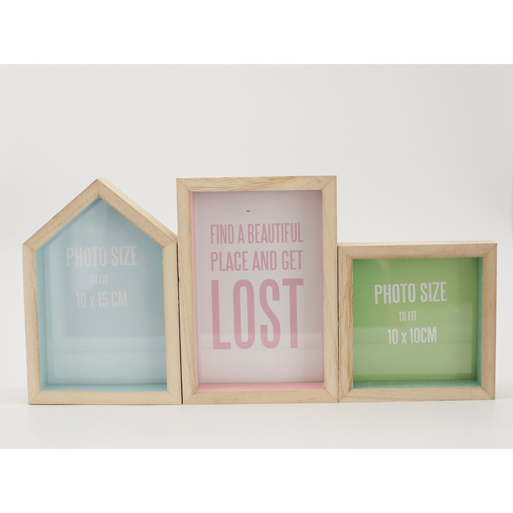 Rama foto clasic Zep LEMN cu 3 poze 2 x 10x15 cm si 1x 10x10