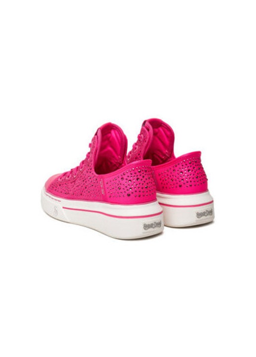Skechers, Tenisi slip-ins cu aplicatii din strasuri Snoop One, Fucsia/Argintiu