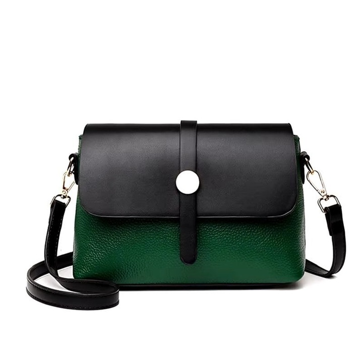 Дамска чанта Basma GT3110, естествена кожа, зелено/черно