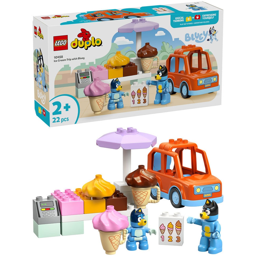 LEGO® DUPLO Bluey - Vizita cu Blue la furgoneta de inghetata 10458, 22 piese
