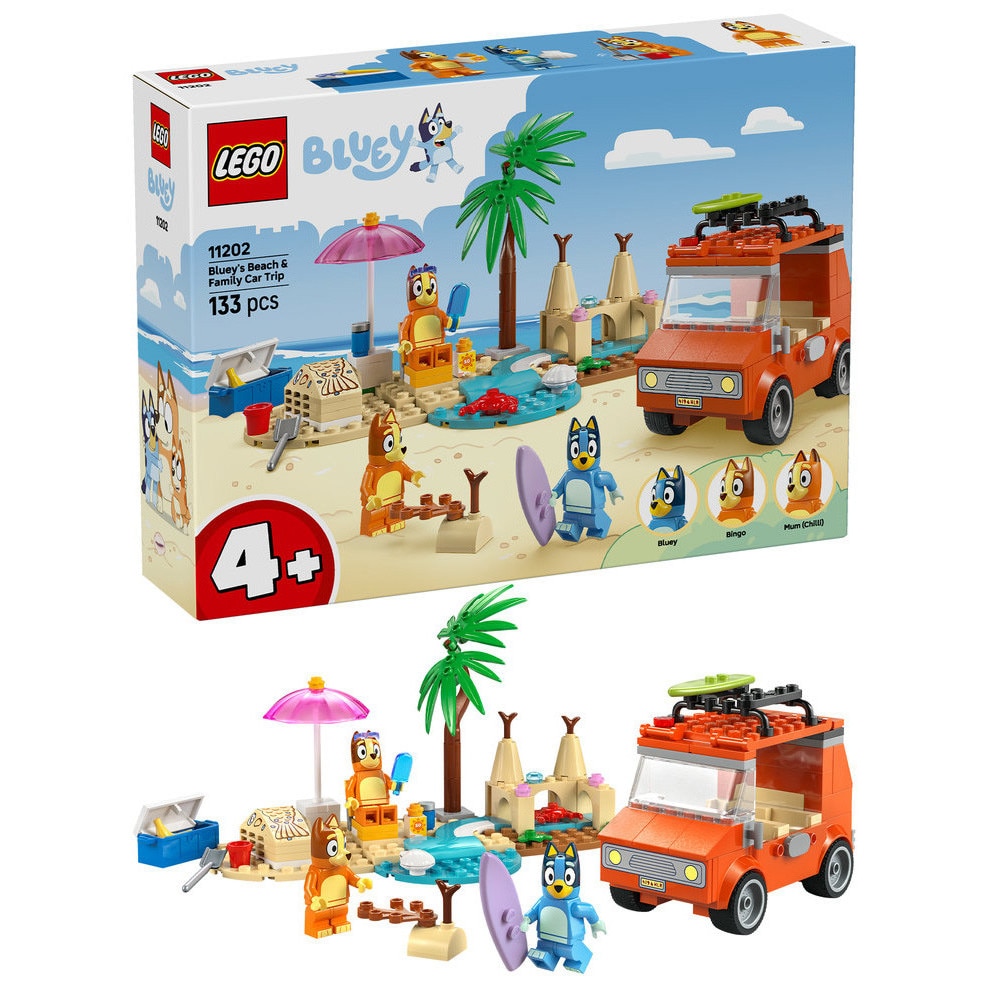 LEGO® Bluey - Calatoria familiei lui Blue cu masina la plaja 11202, 133 piese