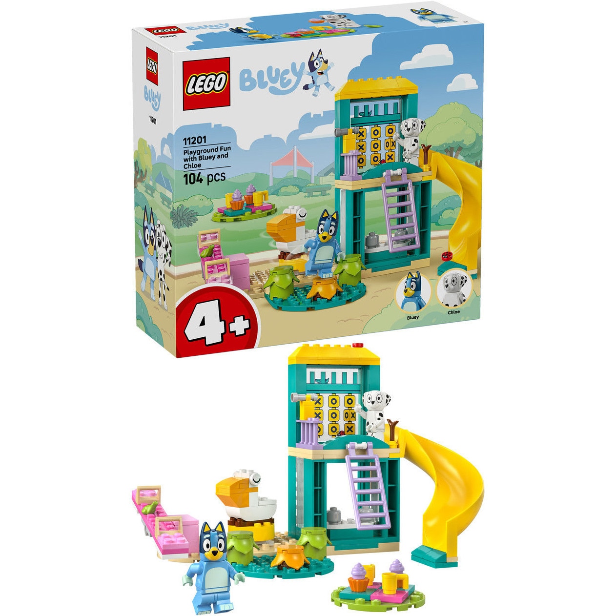 LEGO® Bluey - Distractie la locul de joaca cu Blue si Chloe 11201, 104 piese