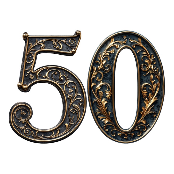 Număr pentru ușă 50, CRI-FLO, autoadeziv, 3D, negru, 8cm