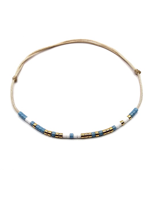 Bratara cod Morse, mesaj "Te iubesc", Lexy's Boutique, dama, marime ajustabila, margele Miyuki colorate si placate cu aur 24k, bleu/alb