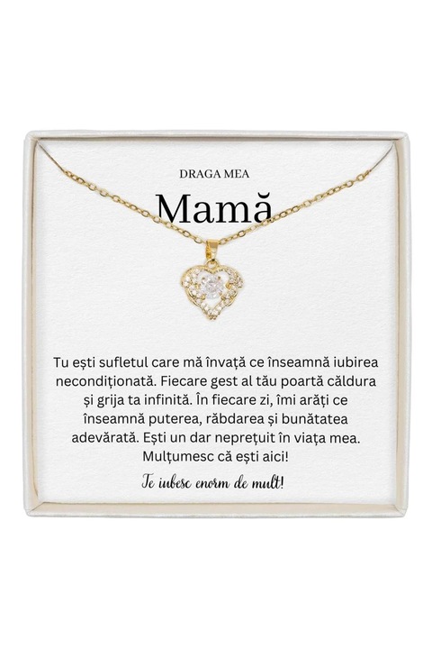 Colier True Love Otel Inoxidabil Placat cu Aur 14K cu Mesaj - Cadou Mama - The Jewel Heart