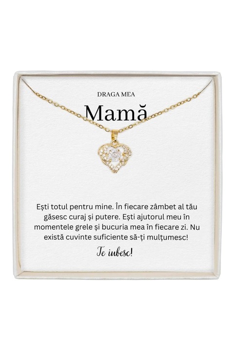 Colier True Love Otel Inoxidabil Placat cu Aur 14K cu Mesaj - Cadou Mama - The Jewel Heart
