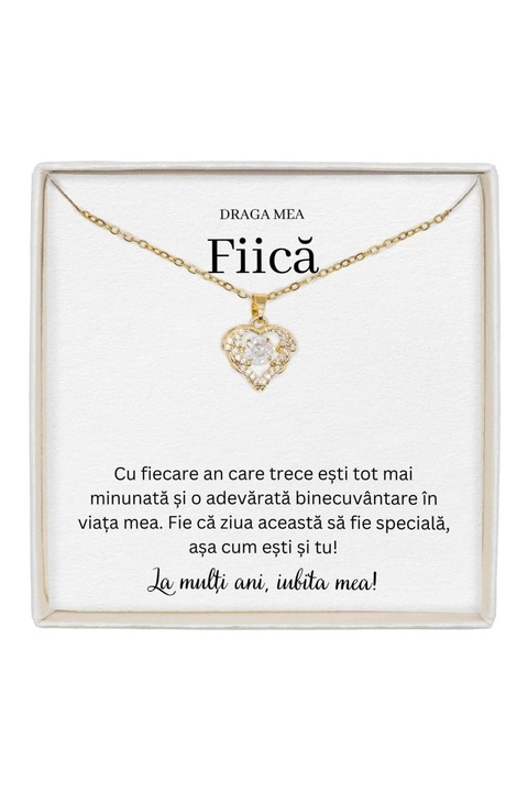 Colier True Love Otel Inoxidabil Placat cu Aur 14K cu Mesaj - Cadou Fiica - The Jewel Heart