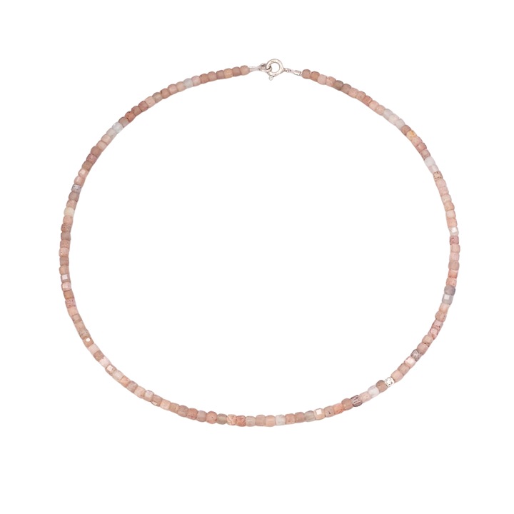 Colier din piatra soarelui naturala si argint, 40 cm