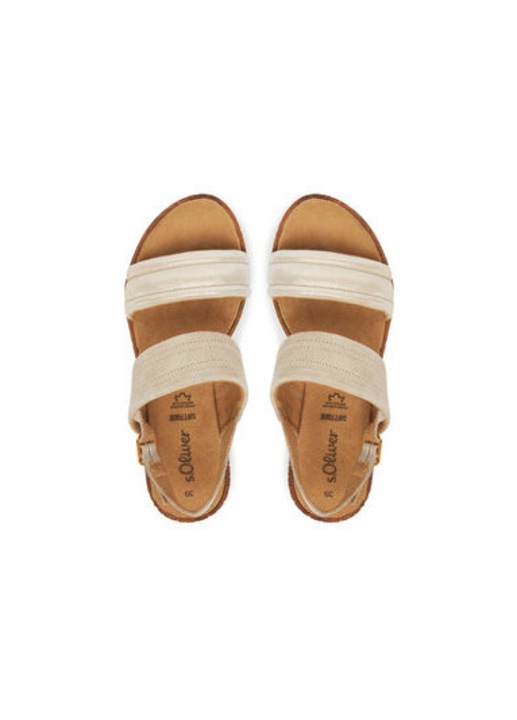 Дамски сандали, 5-28701-44 410, S Oliver, Естествена кожа, Бежов, 41