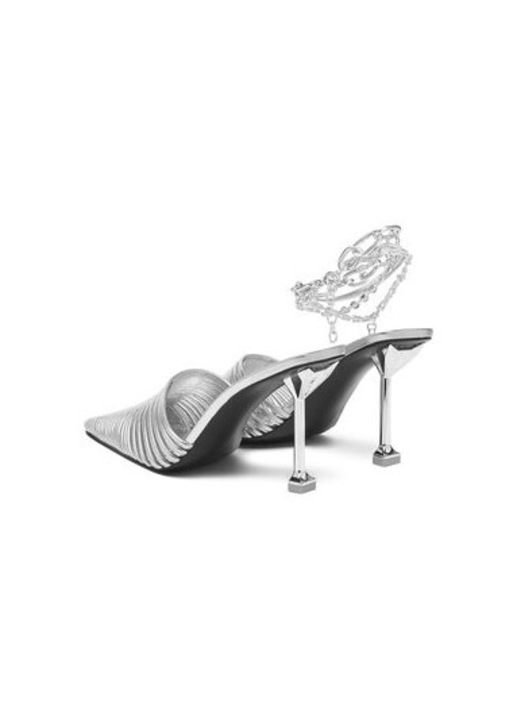 Slapi dama, CHROMED, Naked Wolfe, Piele naturala, Argintiu, 38