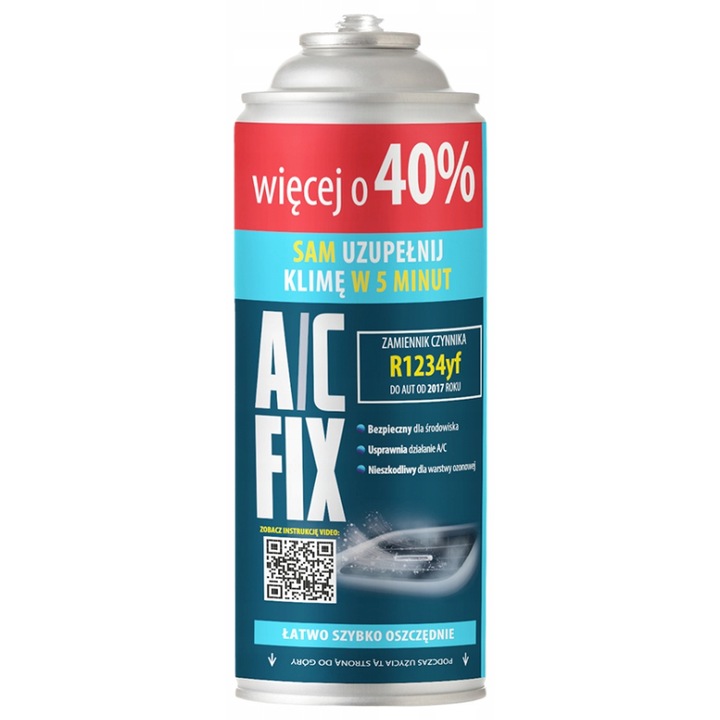 Agent frigorific pentru aer conditionat auto A/C Fix R1234yf, 235ml, compatibil cu vehicule fabricate dupa 2017, +40% volum suplimentar, flacon nou**