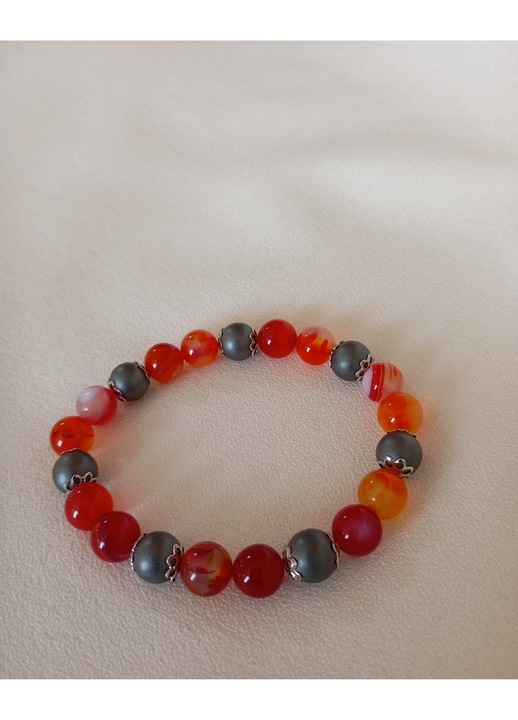 Bratara Agate Striped si Hematit mat 20cm