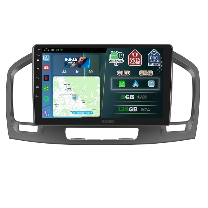 Navigatie Opel Insignia A 2008-2017 dedicata, MaxTech® PRO SERIES, 8 GB Ram 128 GB Rom OctaCore, Carplay & Android auto, Ecran 9” HD Touch, SIM 4G, GPS, Wifi, Bluetooth, Radio, EQ, Waze, Youtube