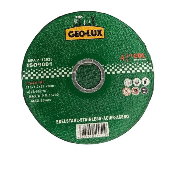 Set 50 bucati Disc de taiat metal si otel 115x1.2x22.2mm Geo-Lux