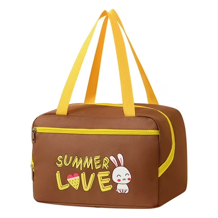 Хладилна чанта за храна и напитки, Отделения, Изолирана, Водоустойчива, XTO, Кафява, 6.5 л, 30x21x20 см