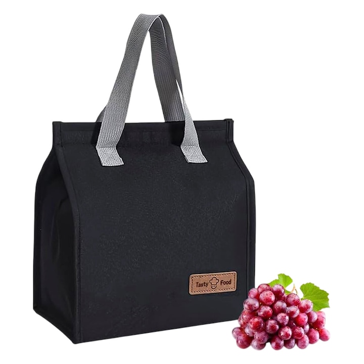 Чанта, за храна / напитки, 3.3л Bento изолирана, 22.5x13x25.5 см, хладилна чанта за къмпинг, алуминий, XTO, черна