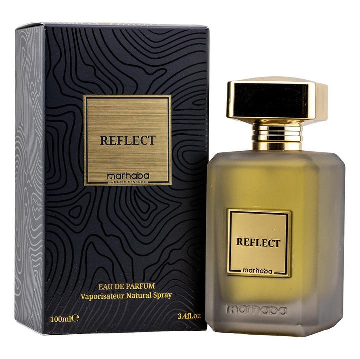 Apa de parfum Marhaba Reflect, floral lemnos, bărbați, 100 ml, design elegant, note persistente