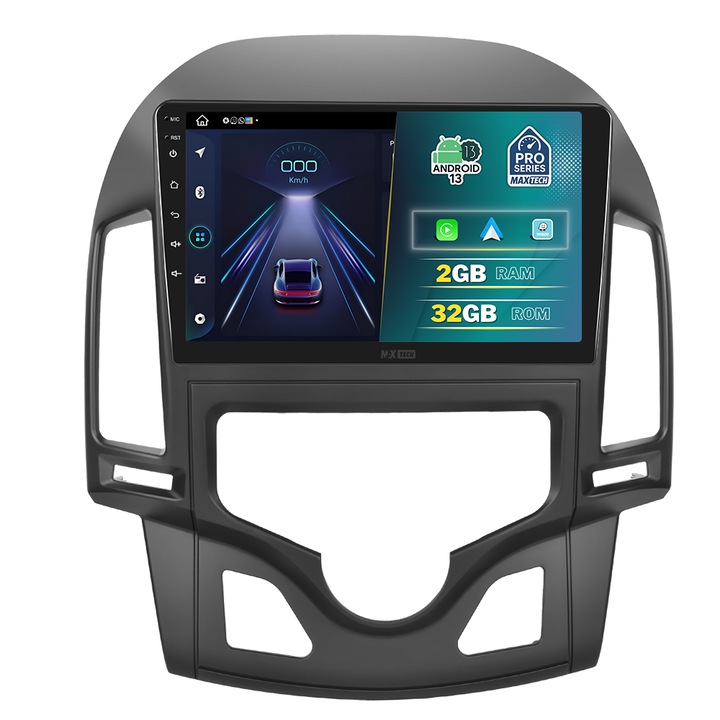 Navigatie Hyundai I30 (2007–2012) AC AUTOMAT dedicata, MaxTech® PRO SERIES, 2 GB Ram 32 GB Rom, Carplay & Android auto, Ecran 9 ” HD Touch, GPS, Wifi, Bluetooth, Radio, USB, EQ, DSP, Waze, Youtube