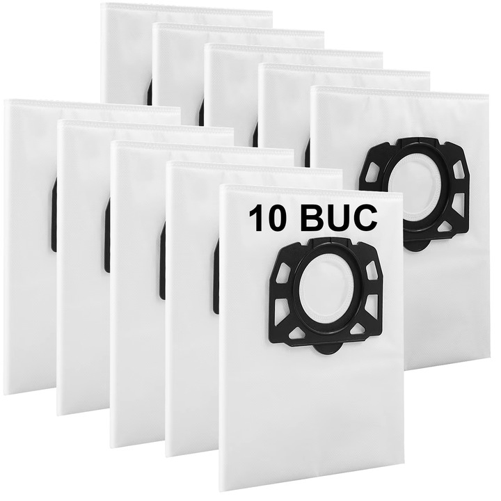 Set 10 x sac de praf KARCHER compatibil cu KFI 357 WD 2-18, WD 2 Plus, WD 3-18, WD 3, WD 3 Battery, KWD 1- KWD 3, SE 4