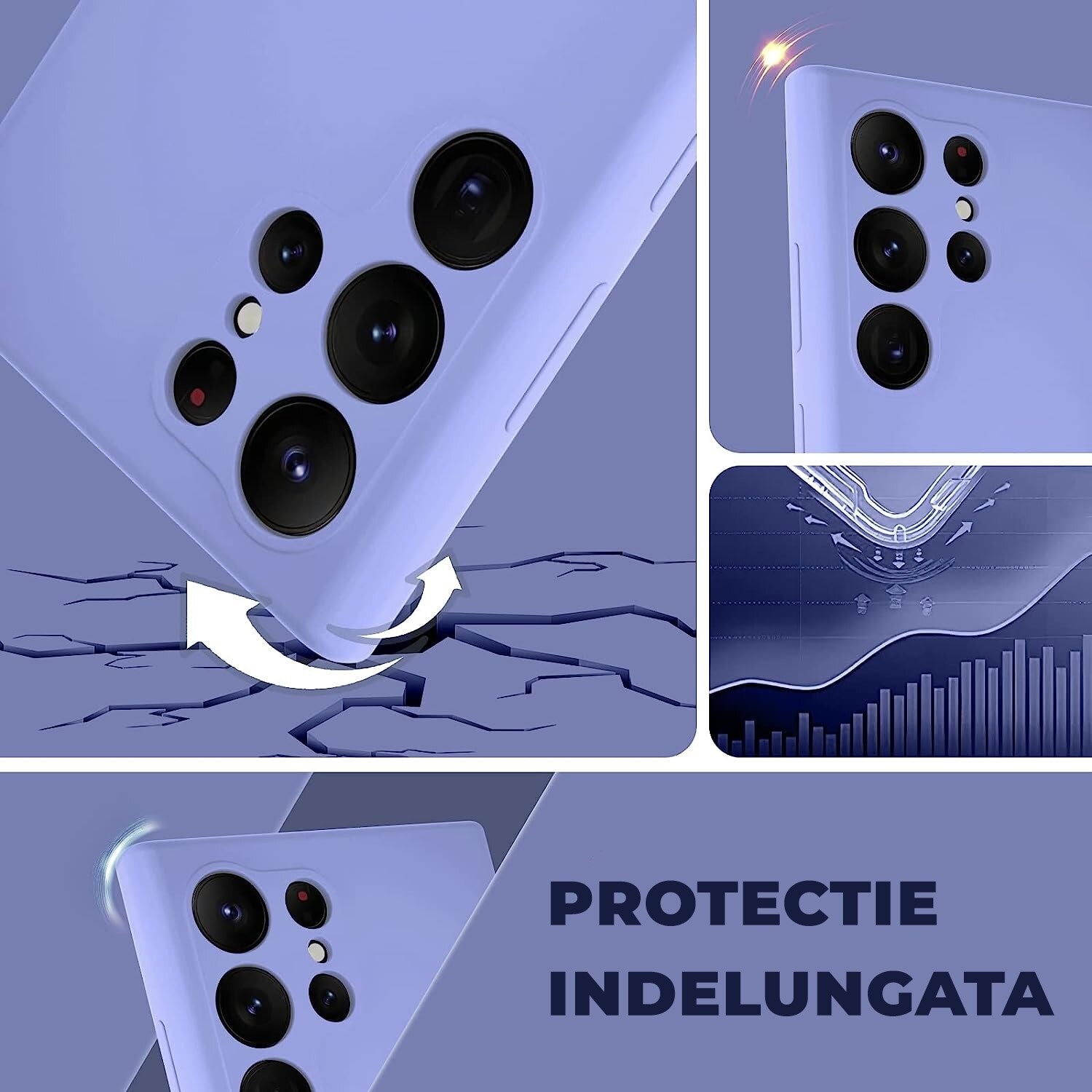 Husa pentru Samsung Galaxy S25 Ultra Daden® Silicon SoftFlex, Ultra Slim, Protectie sporita, Interior de microfibra, Mov deschis