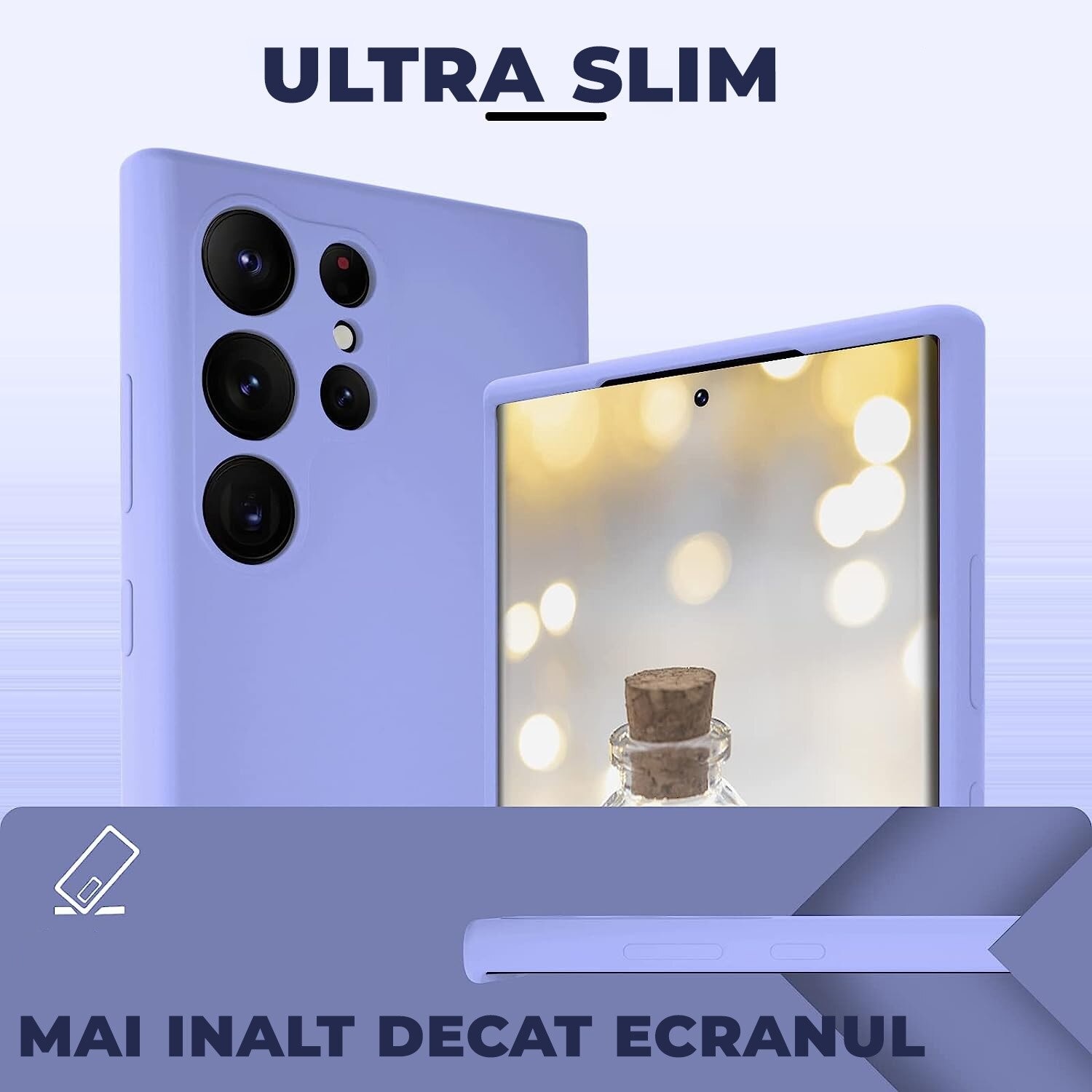 Husa pentru Samsung Galaxy S25 Ultra Daden® Silicon SoftFlex, Ultra Slim, Protectie sporita, Interior de microfibra, Mov deschis