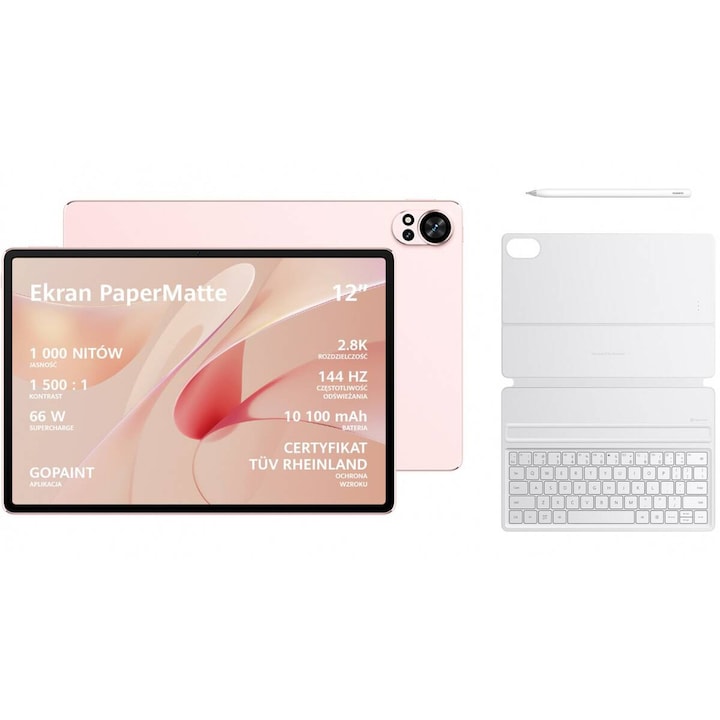 Tabletă Huawei MatePad 12X, 12GB RAM, 256GB, WiFi, Tastatura + Stylus, Roz