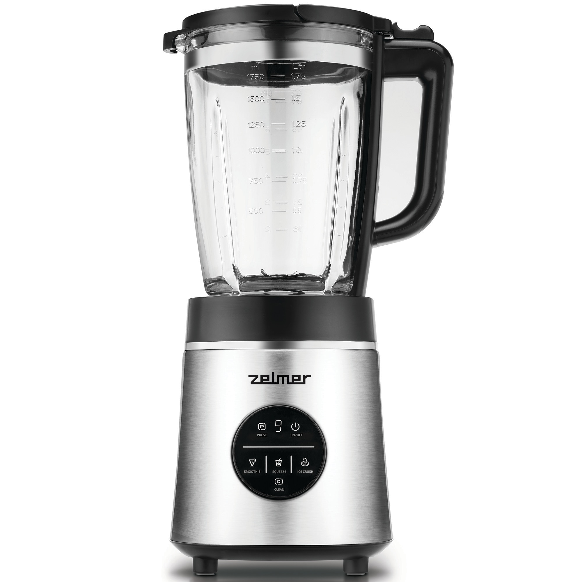 Blender cu bol Zelmer ZSB4900, 1800W, 6 lame din otel inoxidabil, 4 programe automate, functie Pulse si control electronic al vitezei, bol din sticla de 1.75l, negru