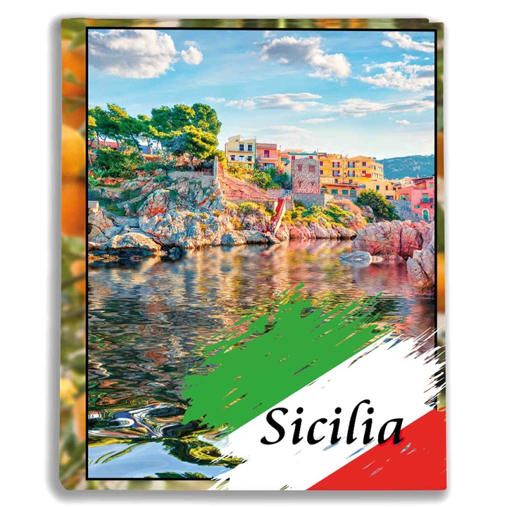Album foto de buzunar pentru 60 de fotografii 15x21 Sicilia - 943 suvemir din vacanta, album foto de vacanta cu intertii, ideal pentru amintiri din caratowi, cadou perfect pentru prieteni si familie, design elegant si durabil