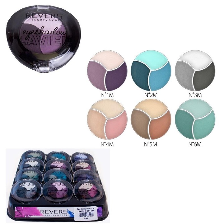 12 darabos Revers Lavien Trio Set III szemhéjfesték készlet, többszínű