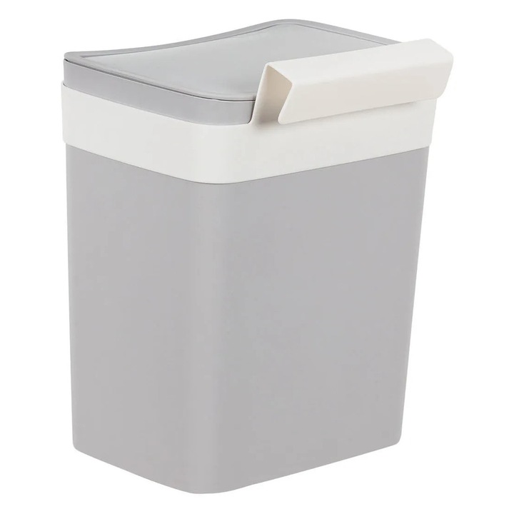 Cos de gunoi suspendat Olivier Switch, Madame Coco, 4l, gri deschis, 15.3x17.5x22.5cm