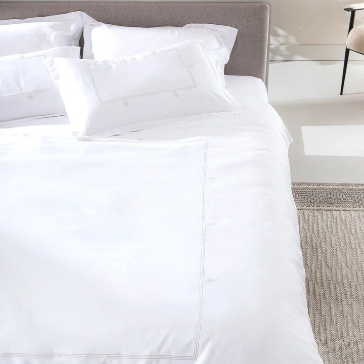 King Size Ágyneműhuzat Garnitúra, Madame Coco, Szatén, Világosszürke, 1 Paplanhuzat, 1 Lepedő, 4 Párnahuzat