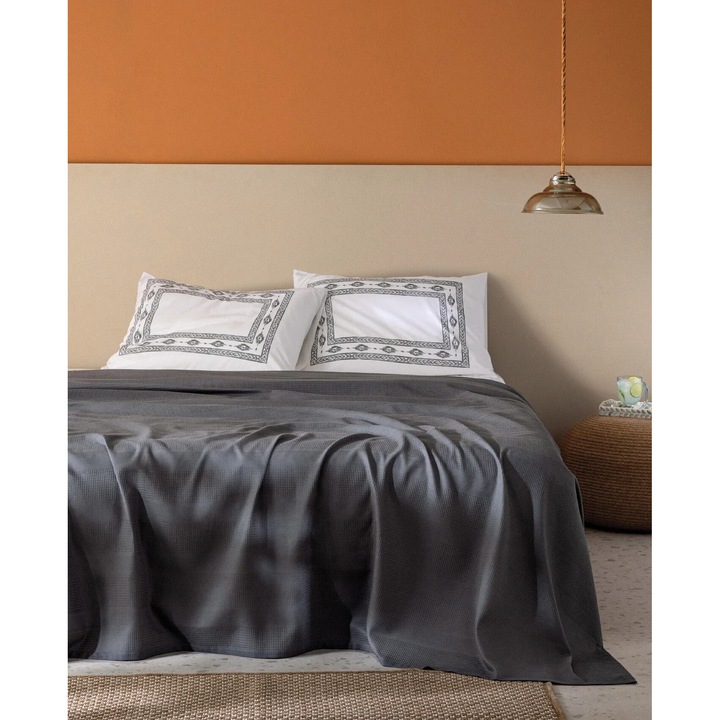 Set cearceafuri de pat Mathilda, Madame Coco, bumbac, antracit, 150x220cm, 160x240cm, 50x70cm