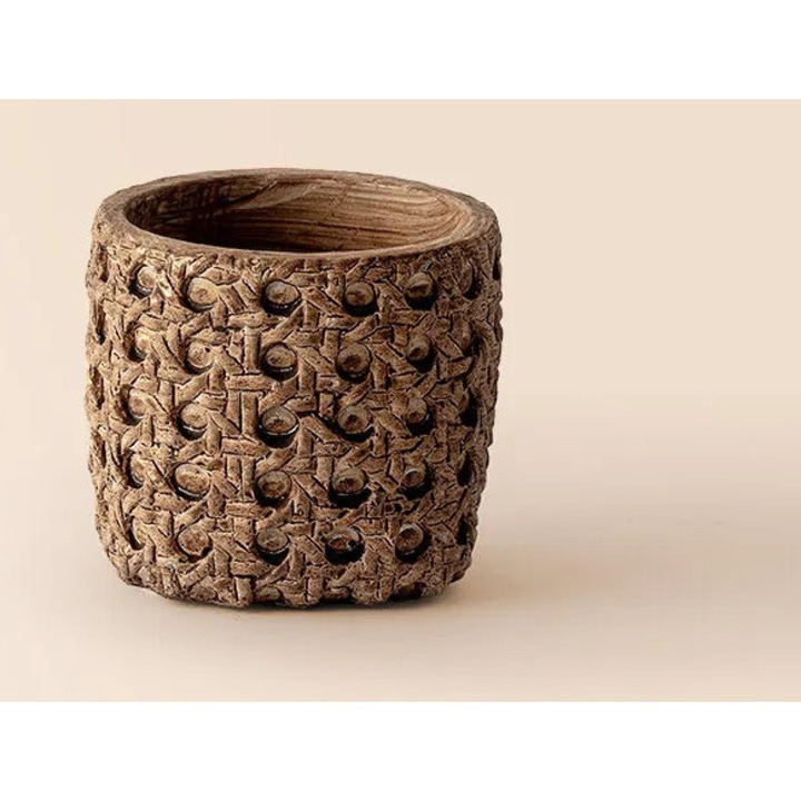 Ghiveci flori Madame Coco Liana, ciment, maro, 8x8x7cm