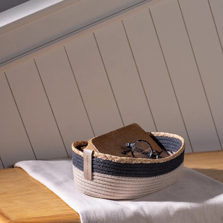 Cos de depozitare, Madame Coco, Envol Ellipse, gri/bej, 26x14x9x19x31cm, set 1 bucata