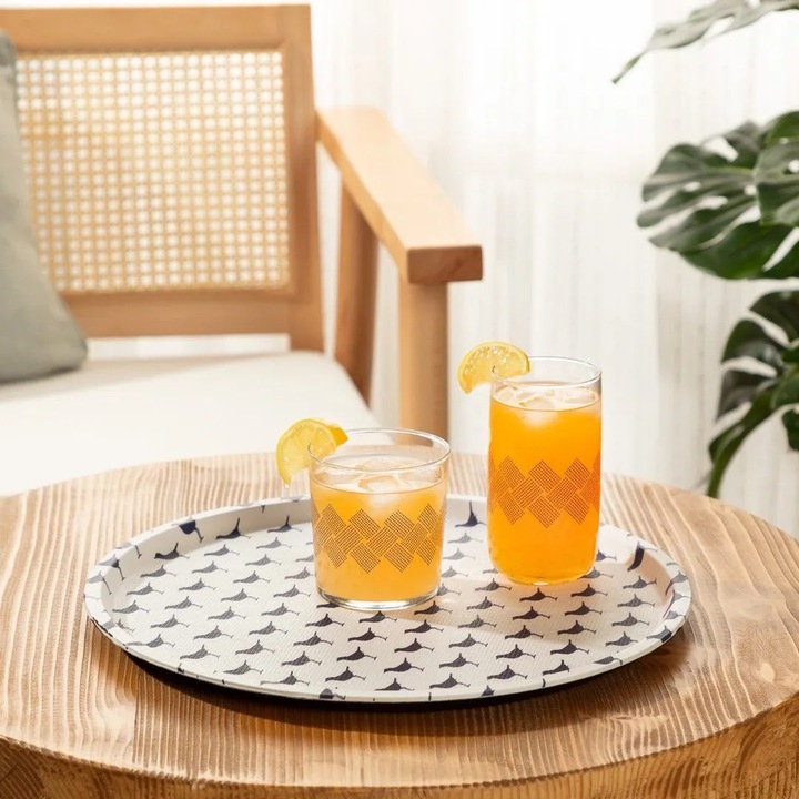 Tava servire, Madame Coco, Reve Bleu Oiseau, plastic antiderapant, 36.5x36.5x2cm