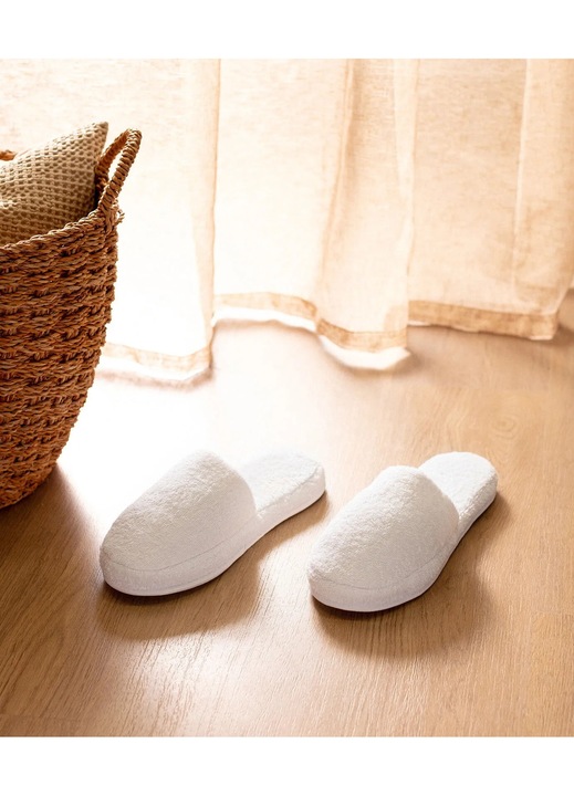 Papuci dama Madame Coco, bumbac 100%, alb, set 1 pereche, 37 1/3 EU