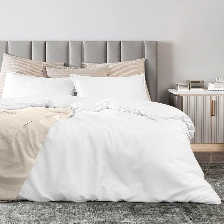 Set lenjerie de pat King Size, Madame Coco, Tencel, alb, 240x220cm, 260x280cm, 50x70cm