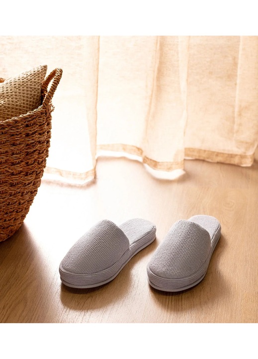 Papuci de casa Madame Coco, 100% bumbac, gri, confortabili, One Size INTL