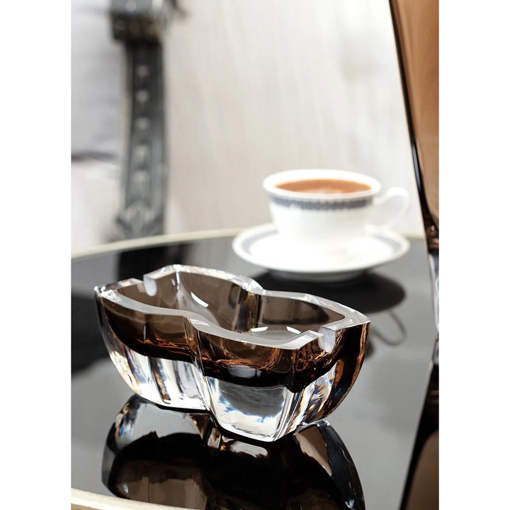 Kézzel készített üveg hamutartó, Madame Coco, barna, 13x5cm