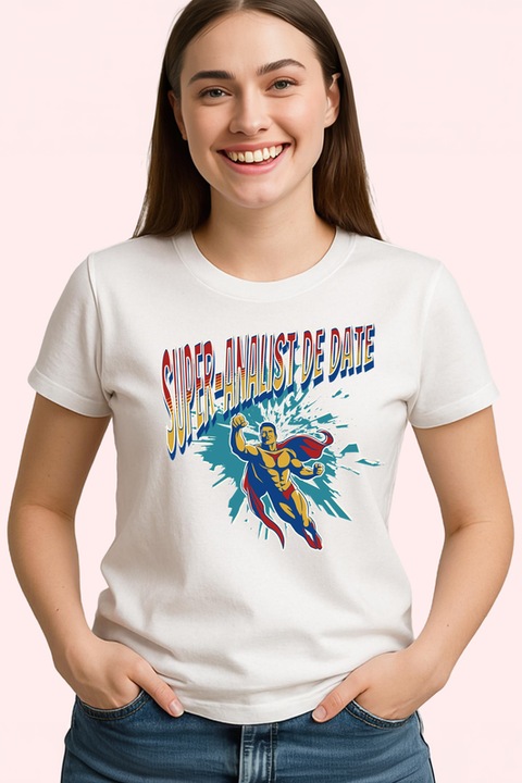 Tricou dama Super Analist de date, Alb