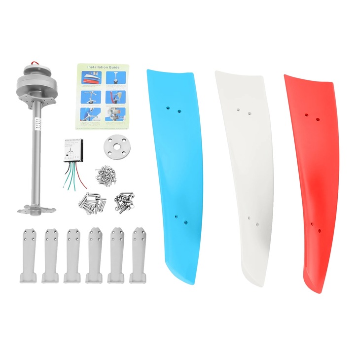 Generator eolian, 3 palete, design rezistent la apa, alb, 400W, 24V