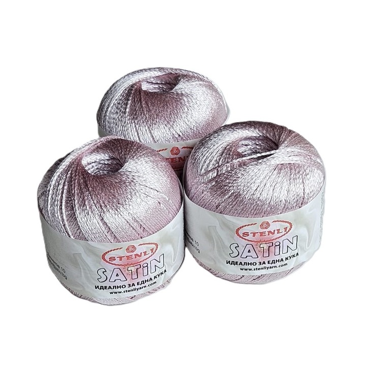 Set 3 bobine fir textil, Stenli Satin lila pal cod 318, 50g/160m