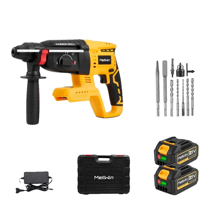 Masina de gaurit si insurubat, 1680W, motor fara perii, 4 moduri, set 2 baterii