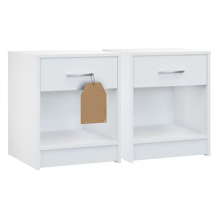 Set 2 noptiere Casaria Hamburg, alb, 50x40x35cm, MDF/Pal