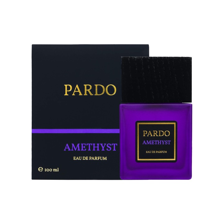 Apa de parfum Pardo Amethyst, 100 ml, cu note de vanilie, lemn de cedru