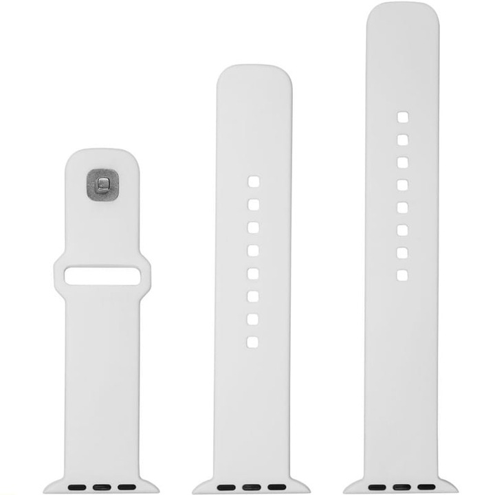 Okosóra szíj, Fixed Silicone Strap kompatibilis Apple Watch 42mm/41mm/40mm/38mm, Fehér